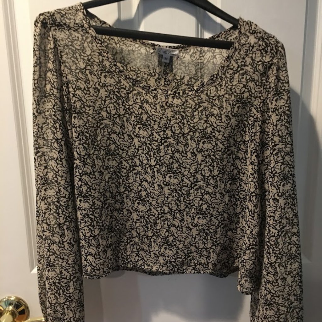On The Road Black And White Print Top - Size M